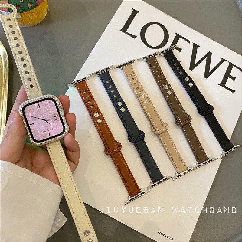 Dây Da Đồng Hồ Đeo Tay 6 Màu Thời Trang Cho Apple Watch Series 6 5 3 4 2 Se Iphone Iwatch 38mm 40mm 42mm 44mm T500