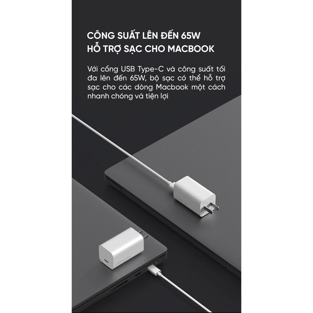 Bộ sạc nhanh Xiaomi Type-C GaN 65W AD65G