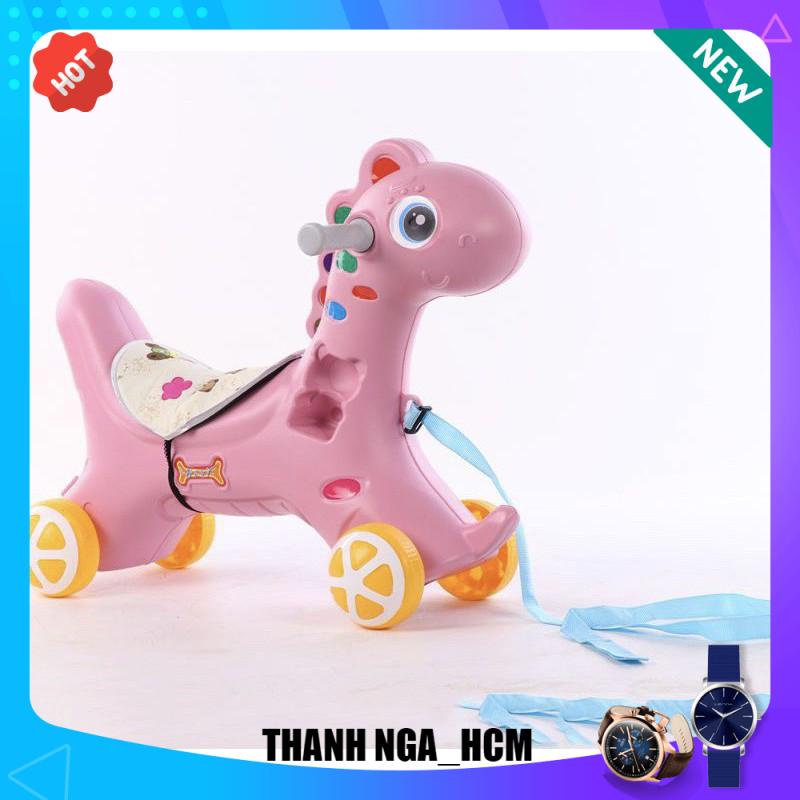 Ngựa bập bênh chòi chân 2 in 1 cho bé có bánh xe ,có nhạc cho bé, vừa làm được xe chòi chân