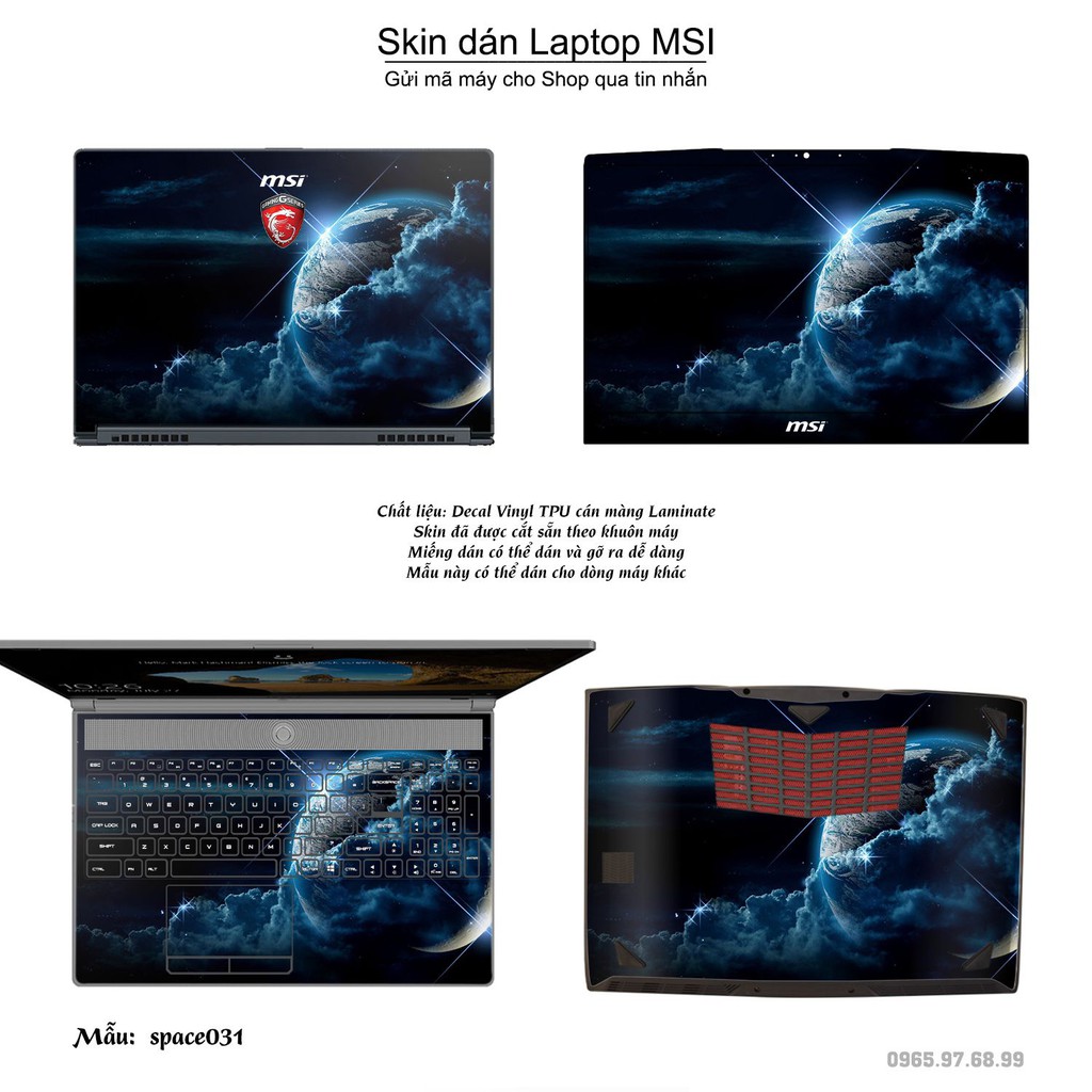 Skin dán Laptop MSI in hình không gian _nhiều mẫu 6 (inbox mã máy cho Shop)