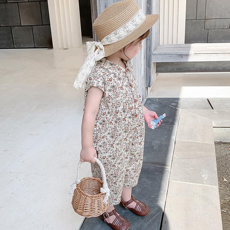 Jumpsuit Không Tay Áo Với Họa Tiết Hoa Đáng Yêu Dùng Cho Bé Gái