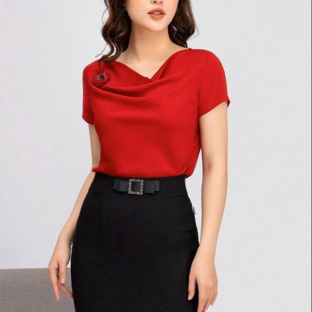 Áo sơ mi cổ đổ chất lụa hàn