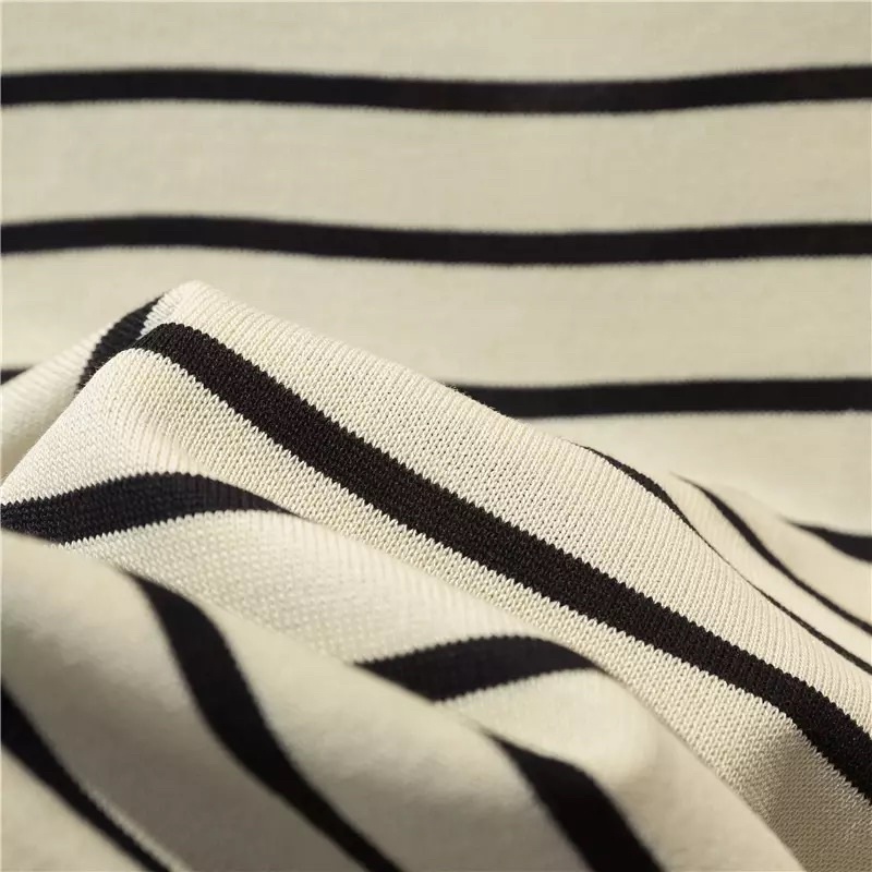 Áo thun len nữ tay ngắn polo kẻ ngang striped shirt màu be hàng loại 1 (Có sẵn - Ảnh thật shop chụp) | BigBuy360 - bigbuy360.vn