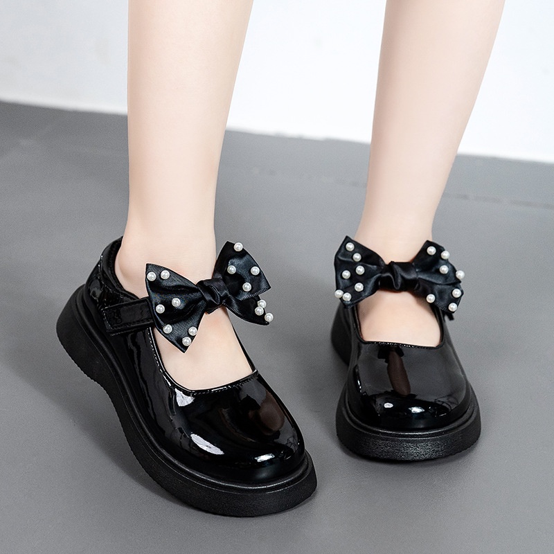 Giày Búp Bê Da Đính Nơ Dễ Thương Cho Bé Gái