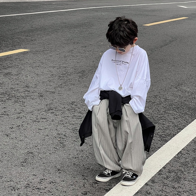 Áo Thun Dài Tay Dáng Rộng Phong Cách Ulzzang Cho Bé Trai & Gái