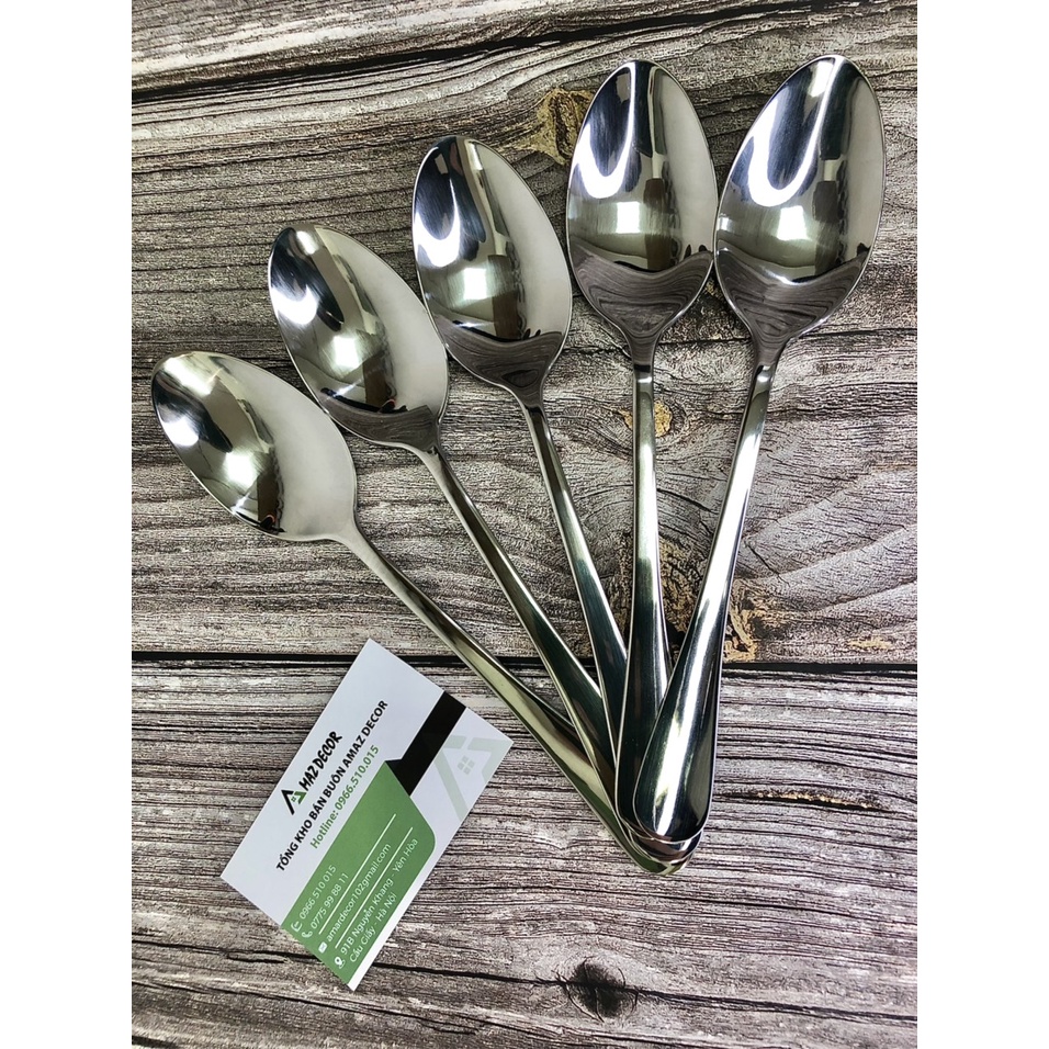 Thìa muỗng ăn chính sang trọng inox cao cấp TD214545 đuôi tròn dành cho phòng ăn gia đình nhà hàng khách sạn