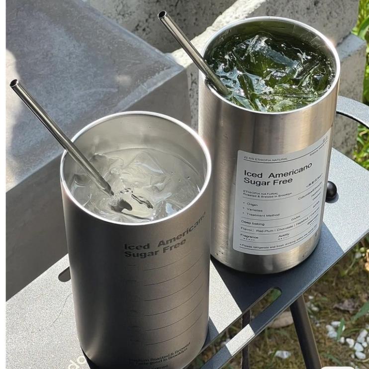 Bình nước inox giữ nhiệt có ống hút, bình bằng thép không gỉ 304 có ống hút, phong cách hàn quốc