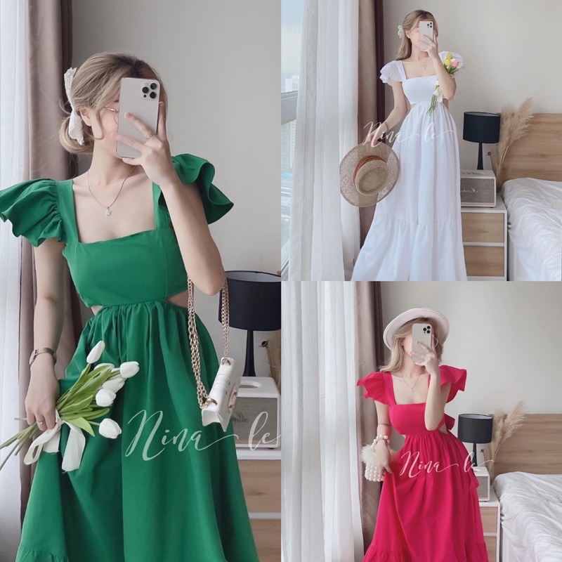 Đầm maxi tiểu thư cột nơ, Đầm maxi du lịch hàng cao cấp (Hàng Chuẩn Đẹp)