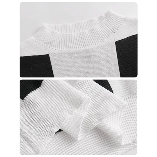 QKOOLE  Áo Sweater Dệt Kim Tay Dài Phong Cách Hàn Quốc Cho Nữ