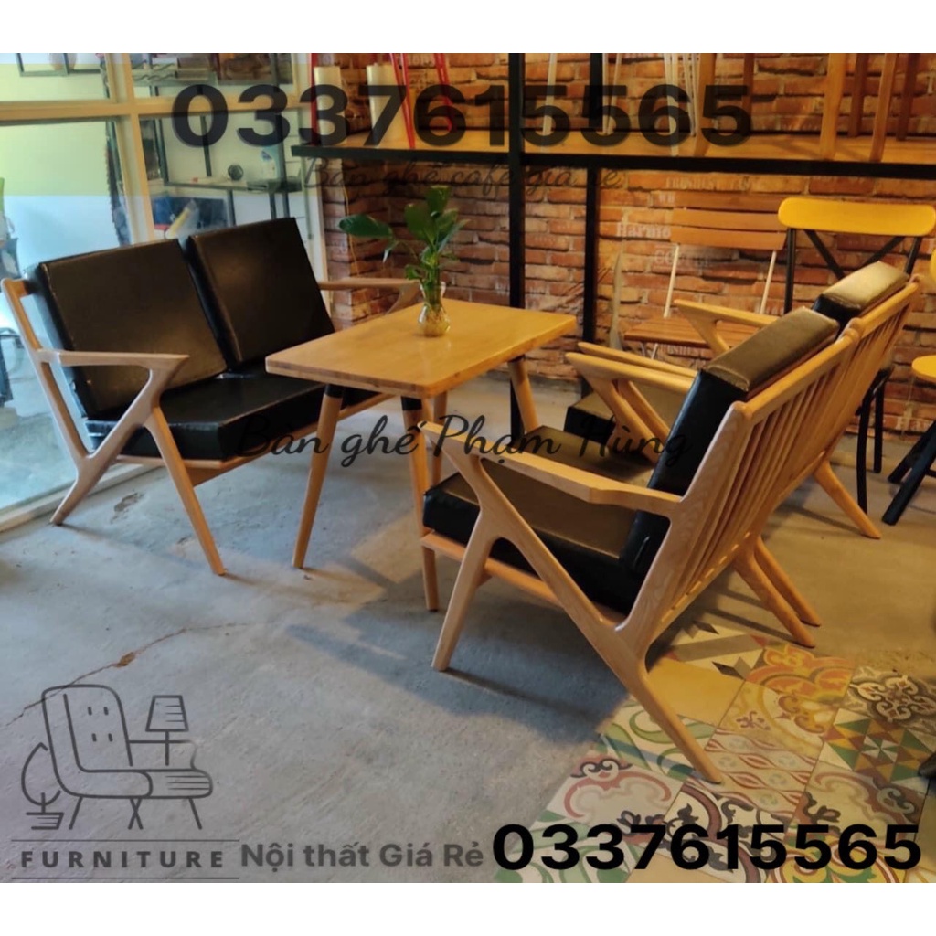 Bộ bàn ghế sofa gỗ ash bàn 50x80