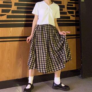 Chân Váy Lưng Thun Hình Khối Lập Phương Plus Size M-4xl Phong Cách Retro Nhật Bản