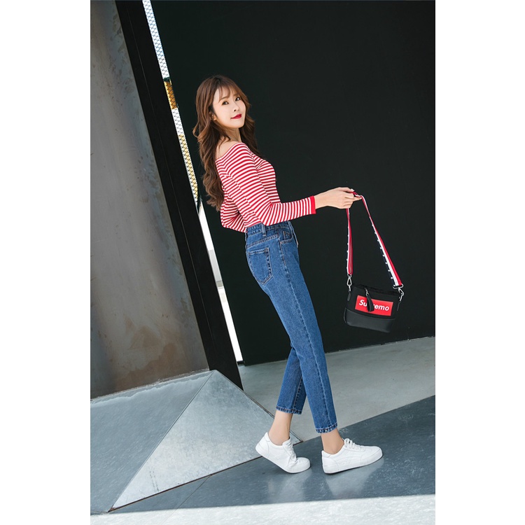 Quần Jeans Nữ Lưng Cao Ống Rộng