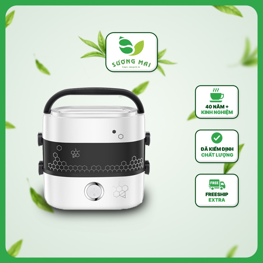 Hộp Đựng Cơm Giữ Nhiệt Cắm Điện SƯƠNG MAI Hộp Cơm Văn Phòng 4 Bát Sứ Sang Trọng Chế Độ Hâm Nóng Tự Động Dung Tích 1,5L