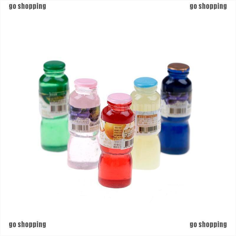 {go shopping}5pcs 1:12 scale miniature dollhouse drink bottle mini food play kids kitchen toy