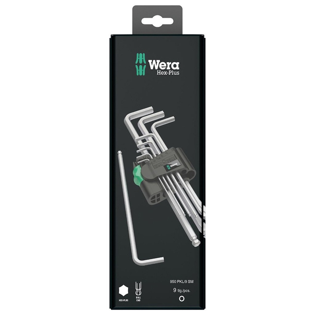 Bộ lục giác đầu bi 950/9 Hex-Plus 1 SB L-key, 9 cái, Wera 05073391001