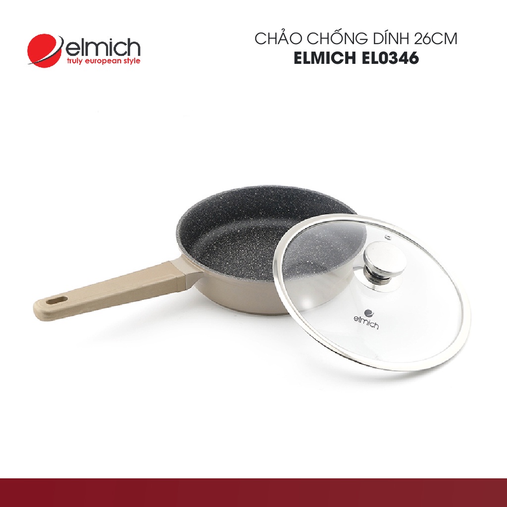 Chảo chống dính bếp từ có nắp elmich 26cm và 28cm