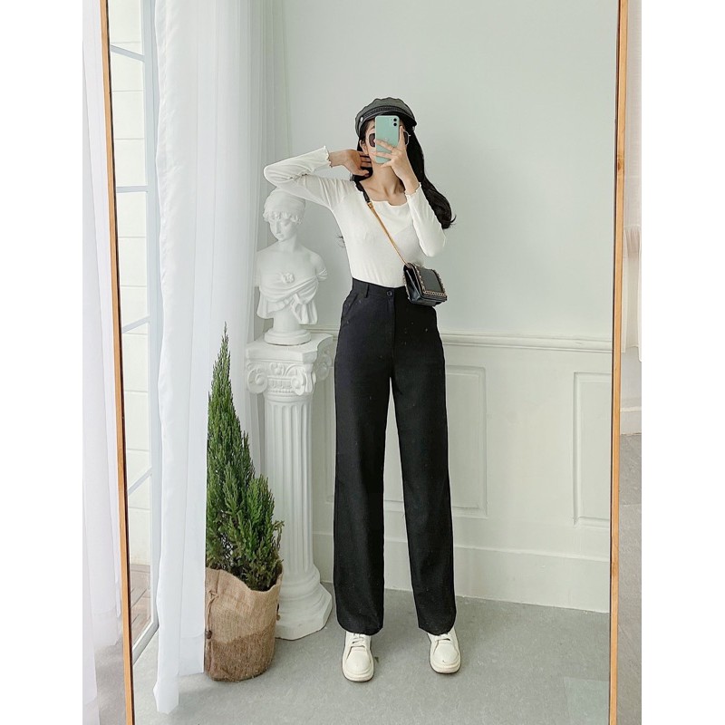 Culottes Pants ( Quần ống suông cạp cao) Dài 100cm