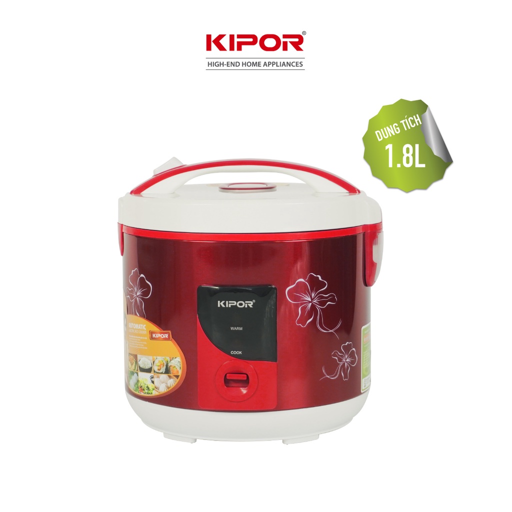 Nồi cơm điện KIPOR KP-25918 - 1.8L - Phủ chống dính HOÀNG KIM, Nồi cơm có tặng kèm vỉ hấp - Bảo hành tại nhà 12 tháng