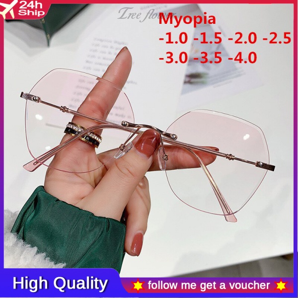 💥🎁Hộp đựng kính miễn phí 🎁💥Kính cận không viền 1.0 1.5 2.0 đến 4.0 thời trang cho nữ