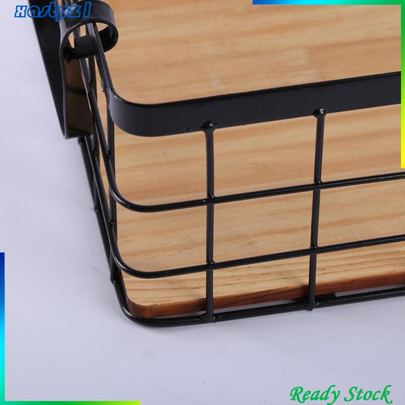 Rổ Đựng Trái Cây Đế Gỗ Hình Chữ Nhật Đôi Đáy Gỗ L