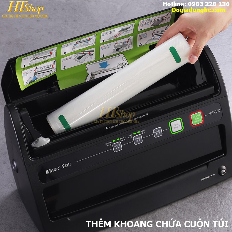 Máy hút chân không thực phẩm MAGIC SEAL MS1160 /Hoàn toàn tự động / Sử dụng đóng gói Đồ khô Đồ có nước Đồ dạng bột vên