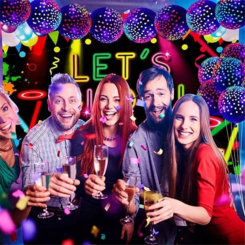 Set 10 Bong Bóng Chấm Bi Dạ Quang Kích Thước 12 Inch Có Thể Tái Sử Dụng Dùng Trang Trí Tiệc Sinh Nhật / Tiệc Cưới