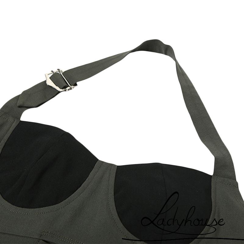 Áo tank top không tay hở lưng ôm dáng phong cách đường phố đơn giản cho nữ