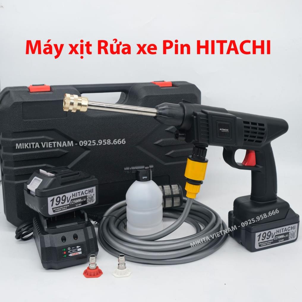 Máy Rửa xe PIN HITACHI - 199V - Rửa xe, làm vườn....