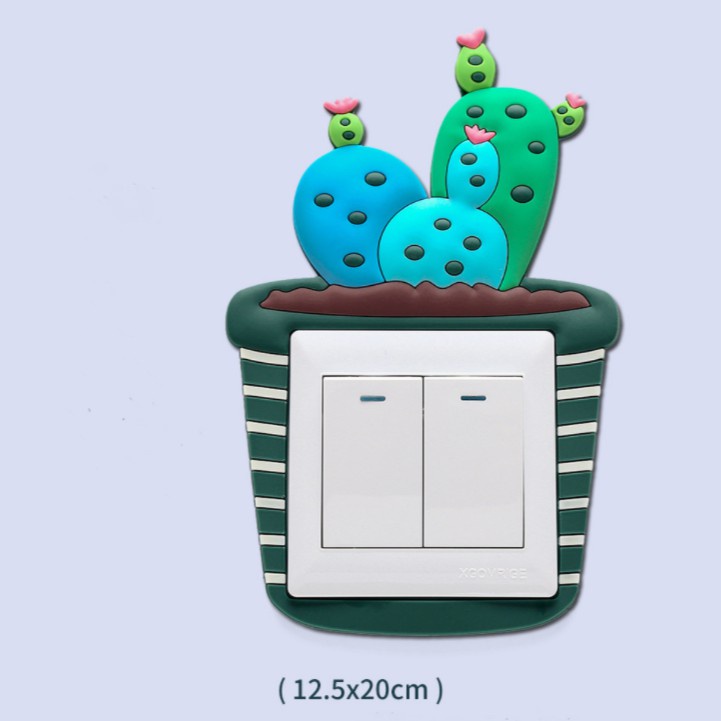 Miếng Dán Trang Trí Công Tắc Điện Phản Quang Trời Tối Hình Cây Xương Rồng Decor Trang Trí Nhà Cửa