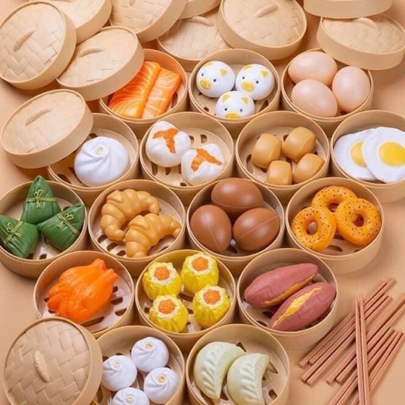 SET ĐỒ CHƠI MÓN ĂN DIM SUM, BÁNH BAO 56 Chi Tiết Cho Bé