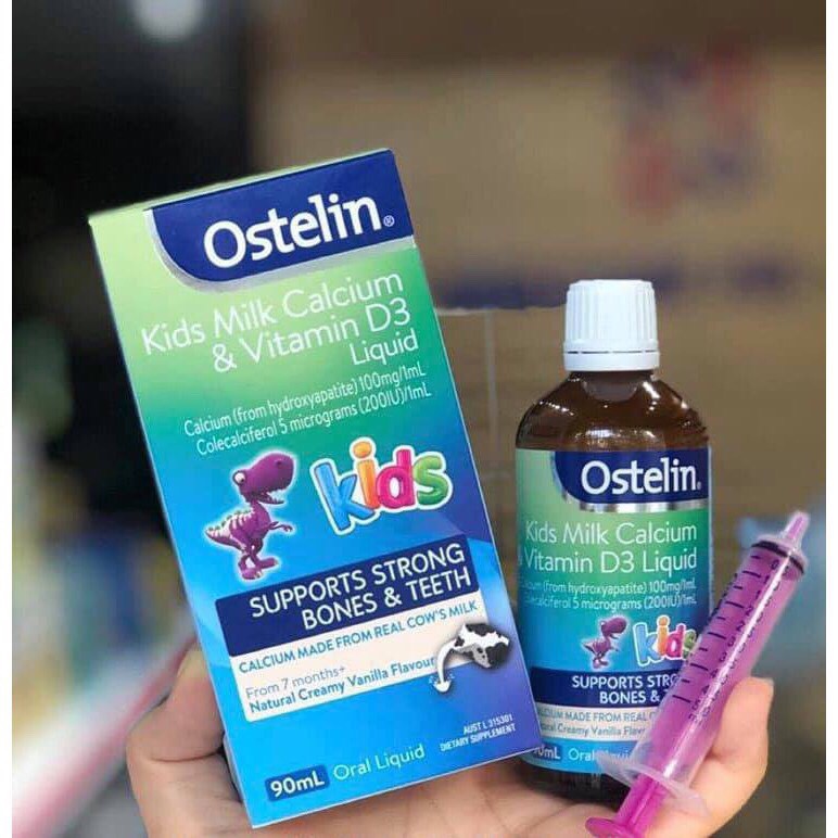[Giá Hủy Diệt] Ostelin Canxi&Vitamin D3 dạng nước bổ sung Canxi&Vitamin D3 90ml cho bé từ 7 tháng tuổi trở lên Cao Cấp