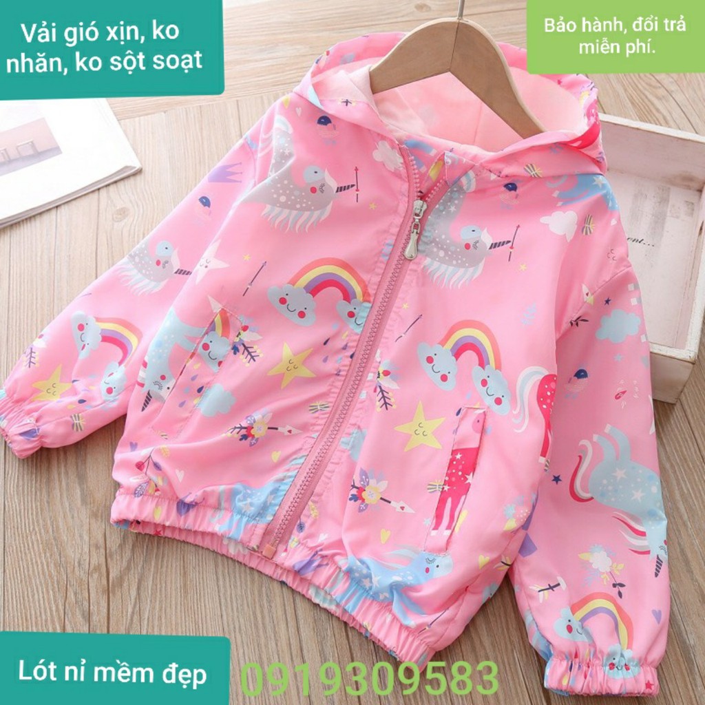 Áo cho bé từ 9-13cân: -Áo khoác gió/vải dù bé gái 2 lớp, size 90-Size120