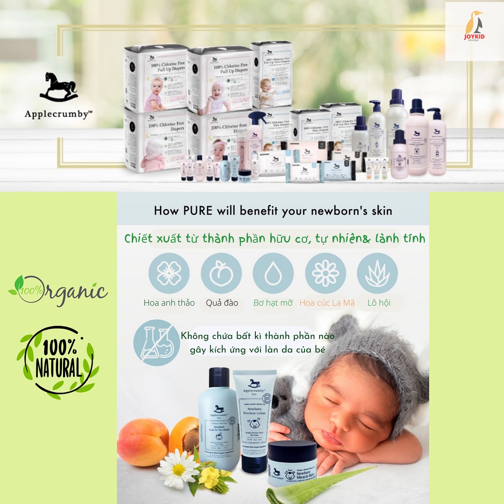 Kem dưỡng da Applecrumby Pure Newborn Miracle Balm hữu cơ cho bé sơ sinh 35 gm