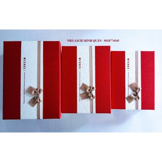 HỘP QUÀ HÌNH CHỮ NHẬT size trung dài 26 x rộng 19 x cao 7,5cm - có tặng kèm hạt xốp