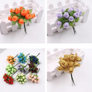 Bộ 12 đầu bông hoa hồng nhỏ nhân tạo dùng cho trang trí DIY