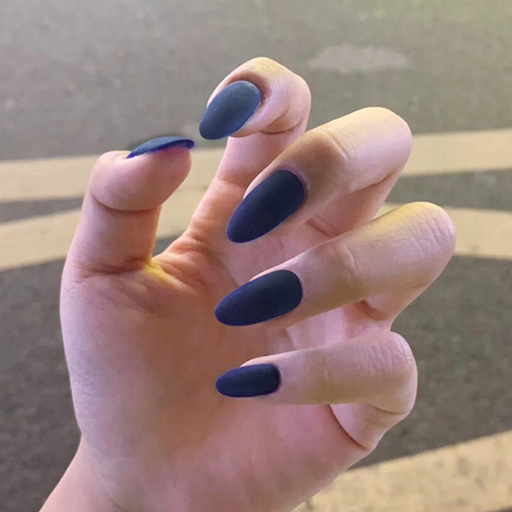 YADORNOS Set 24 Móng Tay Giả Màu Trơn Thời Trang Kèm Keo Dán Tiện Dụng