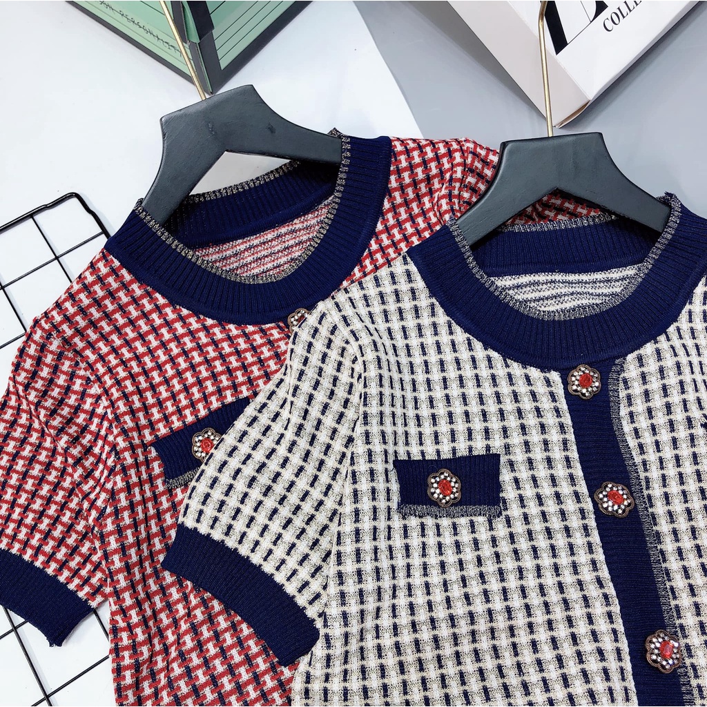 Áo len nhũ Kẻ 2 màu cúc hoa mã 023 (kèm ảnh thật,video) | BigBuy360 - bigbuy360.vn