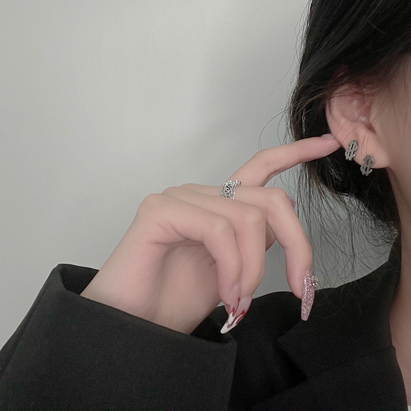 Khuyên tai kim loại đơn giản thời trang Unisex