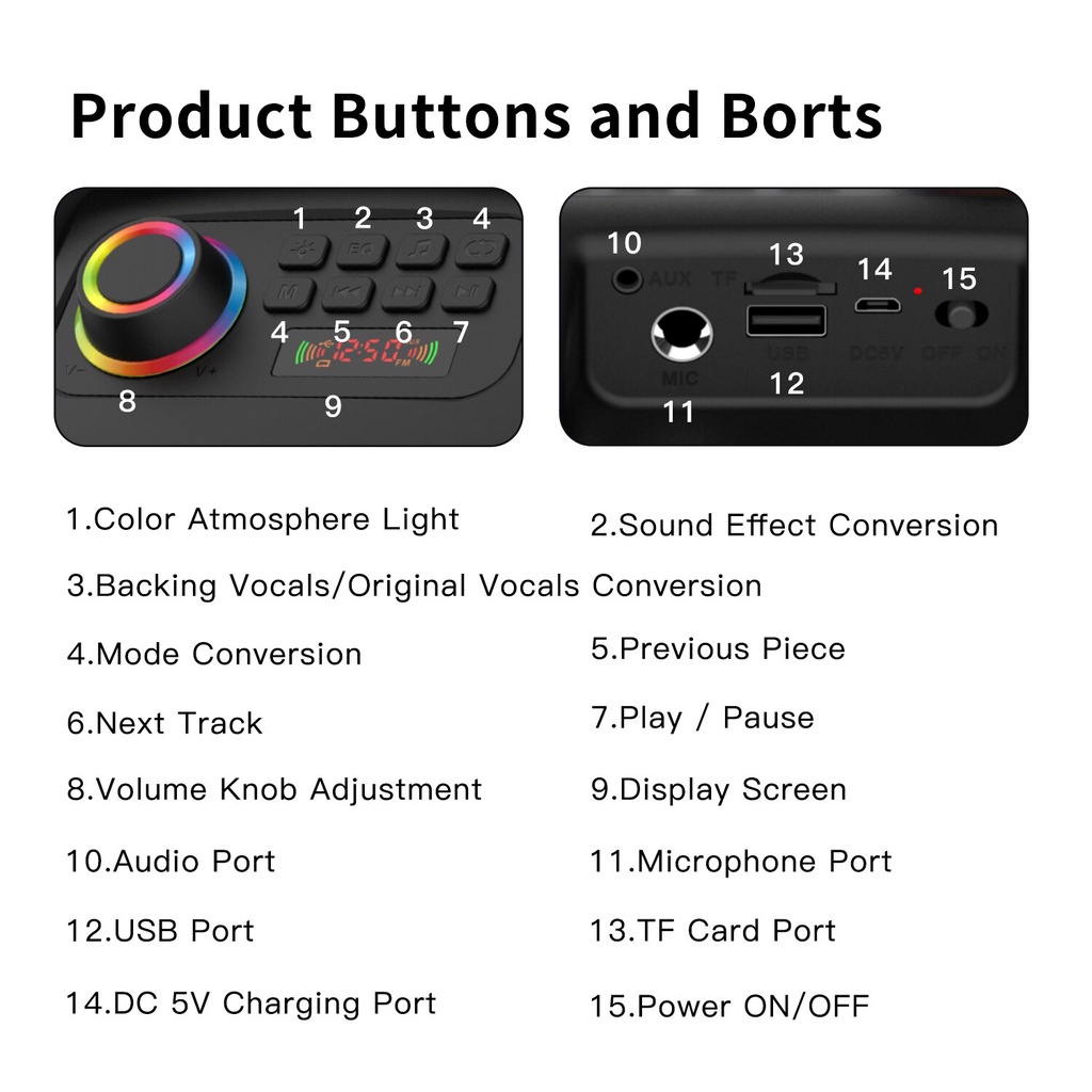 Loa Bluetooth Karaoke BKK87 Có Led Kèm Micro Có Dây