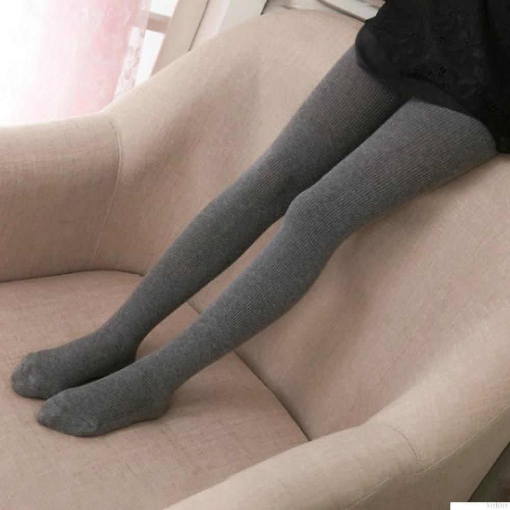 Quần legging dệt kim mềm mại màu trơn chống trượt giữ ấm mùa đông cho bé gái