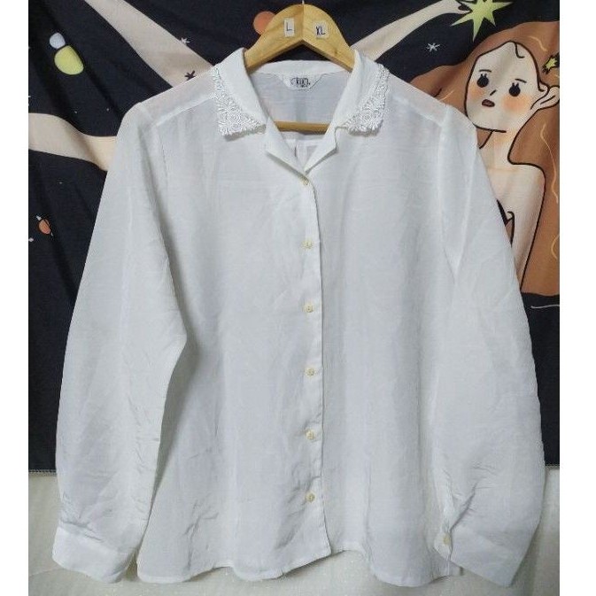 Áo trắng vintage lụa size L XL