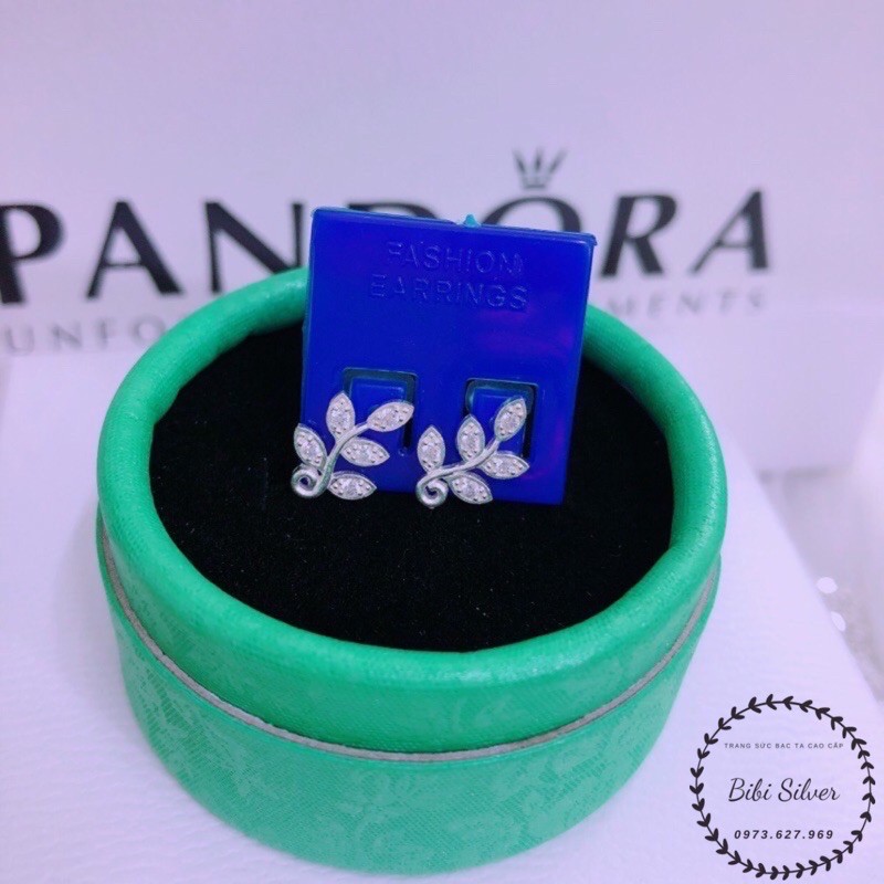 Bông tai nữ bạc ta lá nhỏ gắn đá trắng - Bibi silver - BBS