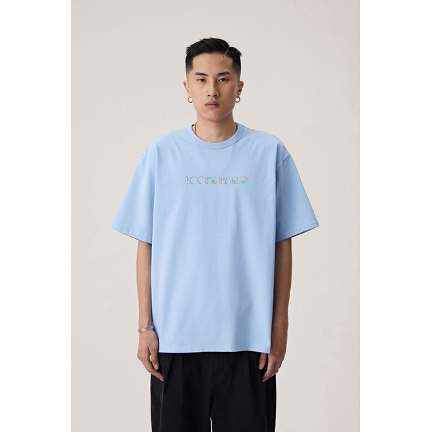 Áo thun basic IFASHION looks basic chất cotton nam nữ tay lỡ ver thin strokes LB03