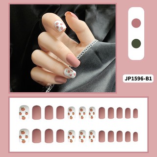 Set 24 móng giả hồng đào nhẹ nhàng xinh xắn hàn quốc cực dễ dùng NailMây B2 (tặng keo)