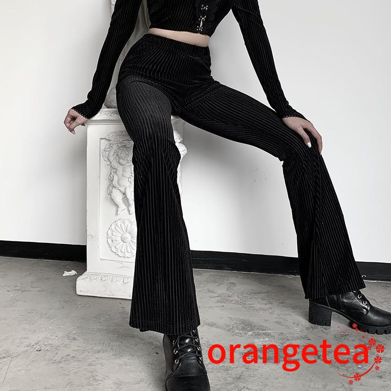Quần Dài Nữ Lưng Cao Ống Rộng Thời Trang Retro