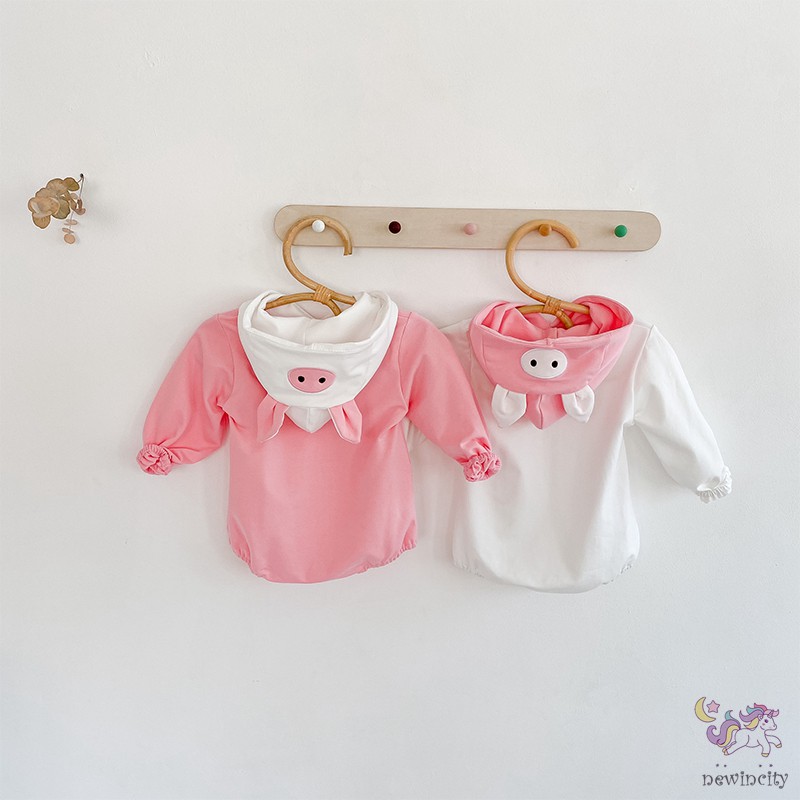 Áo liền quần cotton mũ trùm thời trang thu đông phong cách Hàn Quốc cho bé