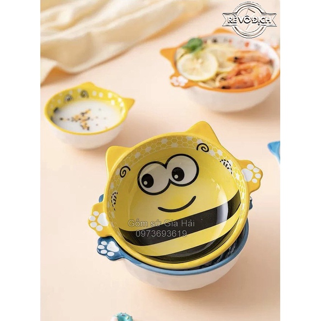 Bộ Chén Dĩa Sứ Bát Ăn Cơm Đĩa Sứ Dễ Thương Cute Bát, Bát dặm decor cực đẹp cho bé