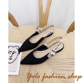 HG4-Giày búp bê nữ hở gót thắt nơ xinh xắn kèm video hình thật