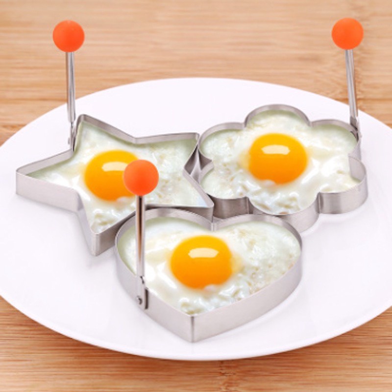 Khuôn chiên trứng, làm bánh inox tạo hình trái tim, ngôi sao, bông hoa
