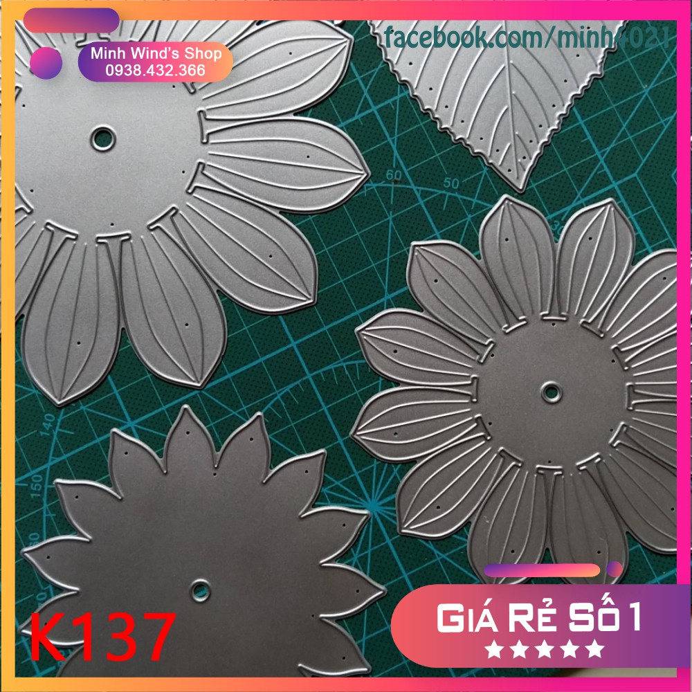 K137 - Khuôn Kim Loại Cắt Hoa Hướng Dương 3 Size